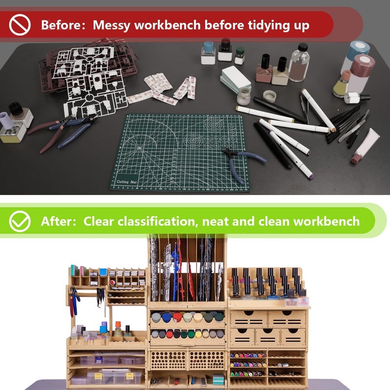 Bucasso Wooden Model Kit Organizer Rack with MDF Material, Paint Rack, Screwdriver/Brush Holder, For Tamiya Paints and Tools, GK1 - Image 5